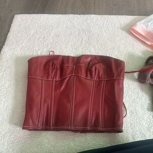 Edikted Red Leather Crop Top